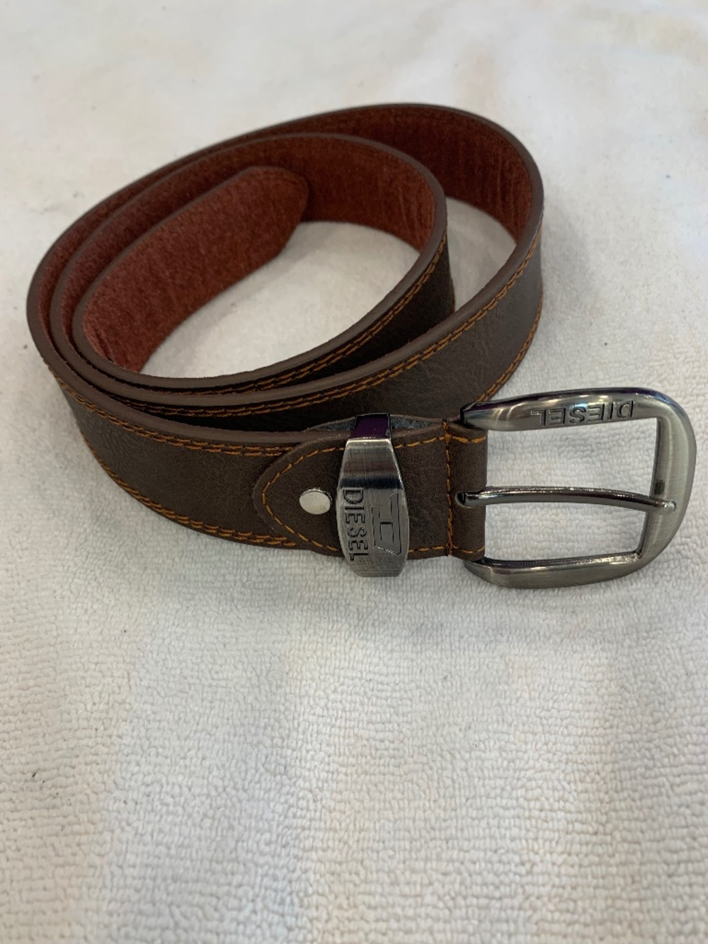 Diesel Men’s Brown Genuine Leather Belt Size 48 120 Classic Y2KStyle Designer